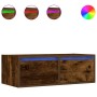 Mueble de TV con luces LED roble ahumado 75x35,5x25 cm de , Muebles TV - Ref: Foro24-860233, Precio: 71,62 €, Descuento: %
