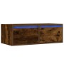 Mueble de TV con luces LED roble ahumado 75x35,5x25 cm de , Muebles TV - Ref: Foro24-860233, Precio: 71,62 €, Descuento: %
