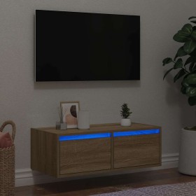 Mueble de TV con luces LED roble sonoma 75x35,5x25 cm de , Muebles TV - Ref: Foro24-860231, Precio: 68,17 €, Descuento: %