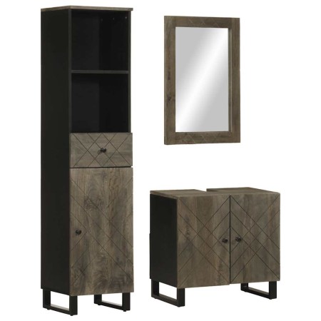 Conjunto de muebles de baño 3 piezas madera maciza mango negro de , Muebles de baño - Ref: Foro24-3310001, Precio: 251,47 €, ...