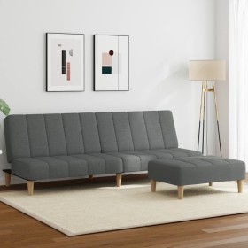 Sofá cama de 2 plazas con taburete tela gris oscuro en Sofás | Comprar online en Foru.es