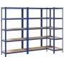 Estanterías de 5 baldas 3 uds madera contrachapada y acero azul de , Estanterías industriales - Ref: Foro24-3307606, Precio: ...