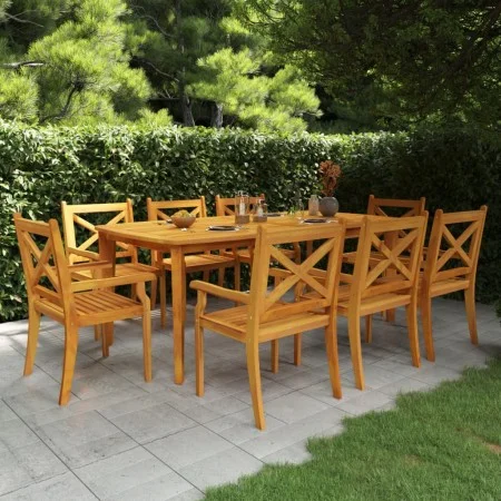 Juego de comedor de jardín 9 piezas madera maciza de acacia de vidaXL, Conjuntos de jardín - Ref: Foro24-3058006, Precio: 884...