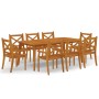 Juego de comedor de jardín 9 piezas madera maciza de acacia de vidaXL, Conjuntos de jardín - Ref: Foro24-3058006, Precio: 896...