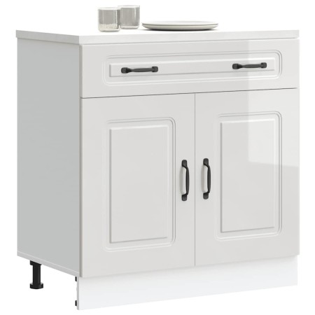 Mueble bajo cocina Kalmar madera ingeniería blanca alto brillo de , Armarios de cocina - Ref: Foro24-853499, Precio: 110,30 €...