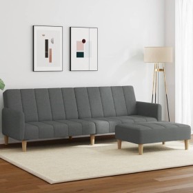 Sofá cama de 2 plazas con taburete tela gris oscuro en Sofás | Comprar online en Foru.es