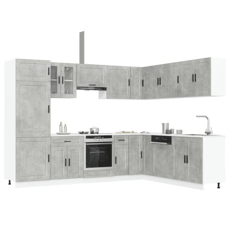 Mueble cocina Porto gris hormigón 14 pzas madera contrachapada de , Armarios de cocina - Ref: Foro24-3314995, Precio: 1,00 €,...