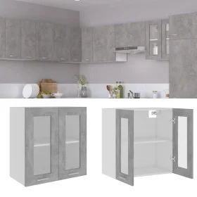 Armario colgante vidrio y madera ingeniería gris hormigón de vidaXL, Armarios de cocina - Ref: Foro24-802525, Precio: 45,58 €...