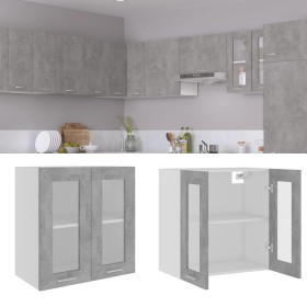 Armario colgante vidrio y madera ingeniería gris hormigón de vidaXL, Armarios de cocina - Ref: Foro24-802525, Precio: 46,79 €...