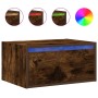 Mesita de noche de pared con luces LED roble ahumado de , Muebles TV - Ref: Foro24-860219, Precio: 54,32 €, Descuento: %