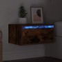 Mesita de noche de pared con luces LED roble ahumado de , Muebles TV - Ref: Foro24-860219, Precio: 54,32 €, Descuento: %