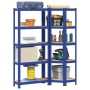Juego de 2 estantes de 5 niveles acero azul y madera industrial de , Estanterías industriales - Ref: Foro24-3307619, Precio: ...