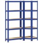 Juego de 2 estantes de 5 niveles acero azul y madera industrial de , Estanterías industriales - Ref: Foro24-3307619, Precio: ...