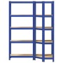 Juego de 2 estantes de 5 niveles acero azul y madera industrial de , Estanterías industriales - Ref: Foro24-3307619, Precio: ...
