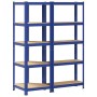 Juego de 2 estantes de 5 niveles acero azul y madera industrial de , Estanterías industriales - Ref: Foro24-3307619, Precio: ...