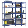 Juego de 2 estantes de 5 niveles acero azul y madera industrial de , Estanterías industriales - Ref: Foro24-3307625, Precio: ...