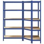 Juego de 2 estantes de 5 niveles acero azul y madera industrial de , Estanterías industriales - Ref: Foro24-3307625, Precio: ...