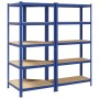 Juego de 2 estantes de 5 niveles acero azul y madera industrial de , Estanterías industriales - Ref: Foro24-3307625, Precio: ...