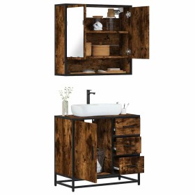 Set de muebles baño 2 pzas madera contrachapada roble ahumado de , Muebles de baño - Ref: Foro24-3300927, Precio: 169,73 €, D...