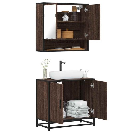 Set de muebles baño 2 pzas madera contrachapada marrón roble de , Muebles de baño - Ref: Foro24-3300919, Precio: 133,67 €, De...