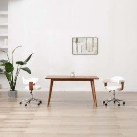 Sillas de comedor giratorias 2 uds madera curvada cuero blanco de vidaXL, Sillas de comedor - Ref: Foro24-3054893, Precio: 28...
