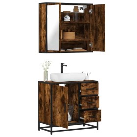 Set de muebles baño 2 pzas madera contrachapada roble ahumado de , Muebles de baño - Ref: Foro24-3300897, Precio: 168,12 €, D...