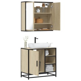 Set de muebles de baño 2 pzas madera contrachapada roble Sonoma de , Muebles de baño - Ref: Foro24-3300906, Precio: 153,27 €,...