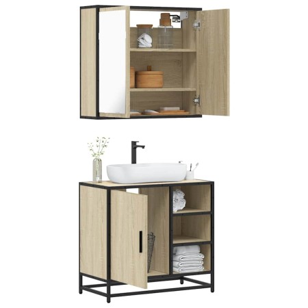 Set de muebles de baño 2 pzas madera contrachapada roble Sonoma de , Muebles de baño - Ref: Foro24-3300906, Precio: 153,27 €,...