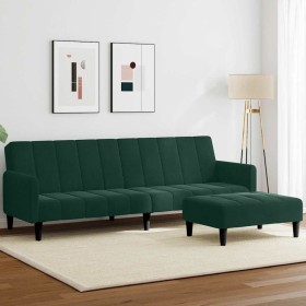 Sofá cama de 2 plazas con taburete terciopelo verde oscuro en Sofás | Comprar online en Foru.es