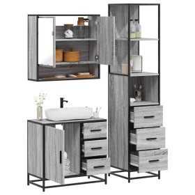 Set de muebles de baño 3 pzas madera contrachapada gris sonoma de , Muebles de baño - Ref: Foro24-3301168, Precio: 287,34 €, ...