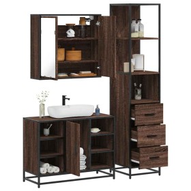 Set de muebles baño 3 pzas madera contrachapada roble marrón de , Muebles de baño - Ref: Foro24-3301154, Precio: 250,43 €, De...