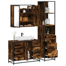 Set de muebles baño 3 pzas madera contrachapada roble ahumado de , Muebles de baño - Ref: Foro24-3301142, Precio: 276,53 €, D...
