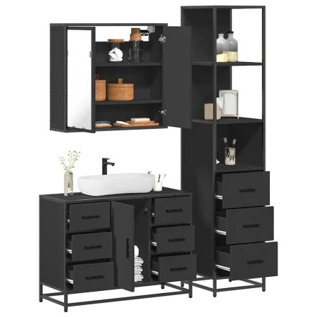 Juego de muebles de baño 3 pzas madera contrachapada negro de , Muebles de baño - Ref: Foro24-3301140, Precio: 305,54 €, Desc...