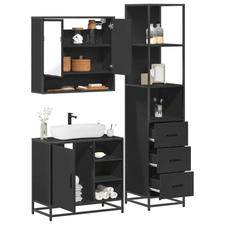 Juego de muebles de baño 3 pzas madera contrachapada negro de , Muebles de baño - Ref: Foro24-3301175, Precio: 266,77 €, Desc...