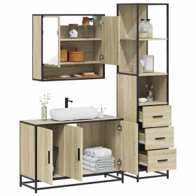 Set de muebles de baño 3 pzas madera contrachapada roble Sonoma de , Muebles de baño - Ref: Foro24-3301161, Precio: 266,43 €,...