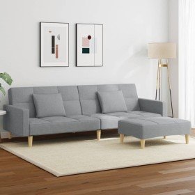 Sofá cama de 2 plazas con taburete tela gris claro en Sofás | Comprar online en Foru.es