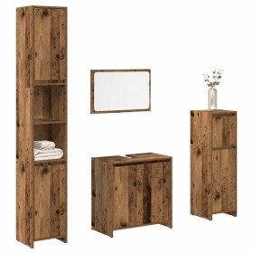 Juego de muebles de baño 4 piezas madera ingeniería envejecida de , Muebles de baño - Ref: Foro24-3328555, Precio: 209,41 €, ...