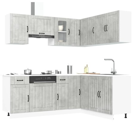 Mueble cocina Lucca gris hormigón 11 pzas madera contrachapada de , Armarios de cocina - Ref: Foro24-3314955, Precio: 690,52 ...