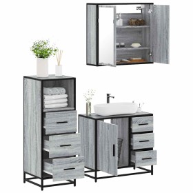 Set de muebles de baño 3 pzas madera contrachapada gris sonoma de , Muebles de baño - Ref: Foro24-3301018, Precio: 263,78 €, ...