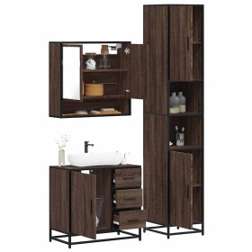 Set de muebles baño 3 pzas madera contrachapada roble marrón de , Muebles de baño - Ref: Foro24-3301109, Precio: 289,87 €, De...