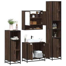 Set de muebles baño 4 pzas madera contrachapada roble marrón de , Muebles de baño - Ref: Foro24-3301219, Precio: 331,81 €, De...