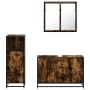 Set de muebles baño 3 pzas madera contrachapada roble ahumado de , Muebles de baño - Ref: Foro24-3300952, Precio: 230,54 €, D...