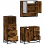 Set de muebles baño 3 pzas madera contrachapada roble ahumado de , Muebles de baño - Ref: Foro24-3301047, Precio: 256,22 €, D...