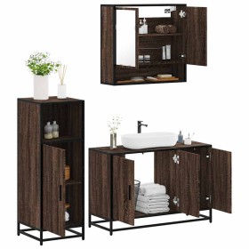 Set de muebles baño 3 pzas madera contrachapada roble marrón de , Muebles de baño - Ref: Foro24-3300984, Precio: 234,51 €, De...