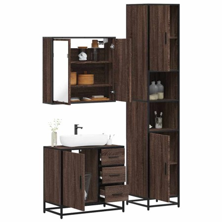Set de muebles baño 3 pzas madera contrachapada roble marrón de , Muebles de baño - Ref: Foro24-3301079, Precio: 279,81 €, De...