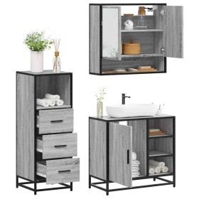 Set de muebles de baño 3 pzas madera contrachapada gris sonoma de , Muebles de baño - Ref: Foro24-3301058, Precio: 244,49 €, ...