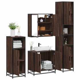 Set de muebles baño 4 pzas madera contrachapada roble marrón de , Muebles de baño - Ref: Foro24-3301189, Precio: 319,98 €, De...