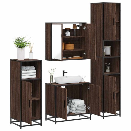 Set de muebles baño 4 pzas madera contrachapada roble marrón de , Muebles de baño - Ref: Foro24-3301189, Precio: 319,98 €, De...