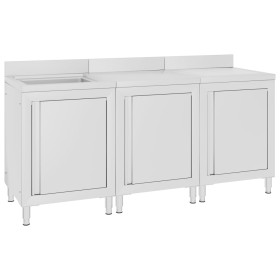 Fregadero de cocina profesional acero inoxidable 180x60x96 cm de vidaXL, Restauración - Ref: Foro24-3058275, Precio: 740,62 €...