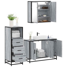 Set de muebles de baño 3 pzas madera contrachapada gris sonoma de , Muebles de baño - Ref: Foro24-3301013, Precio: 257,28 €, ...